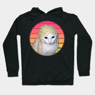 Cat With Spaghetti On Its Head Vaporwave Hoodie